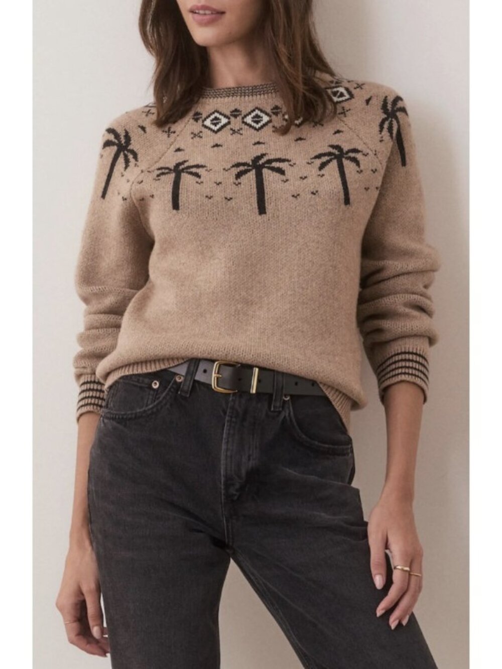 Marine Layer Archive Avalon Fair Isle Crewneck Sweater Oatmeal ( XS )